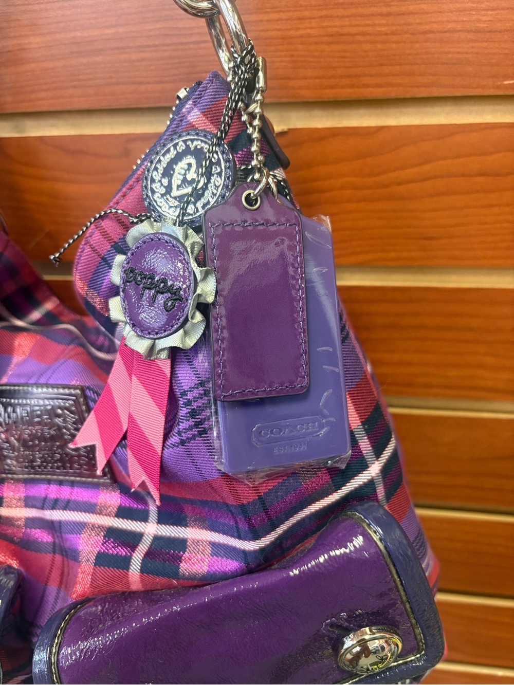 Vintage Y2K Coach Poppy Tartan Plaid Pocket Hobo (Style No. 16120) - Picture 2 of 8